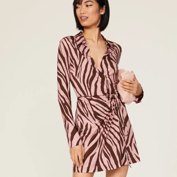 The Andamane Rent the Runway Jane pink brown wrap dress sz L/40 $580 - Picture 1 of 5